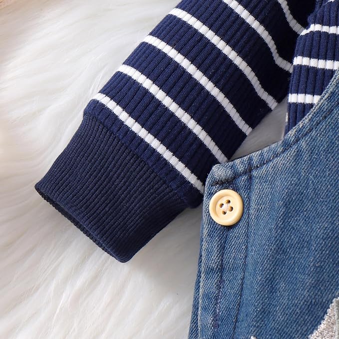Baby Boy Clothes Fall Winter Outfits Long Sleeve Striped Romper Cute Cartoon - Image 9