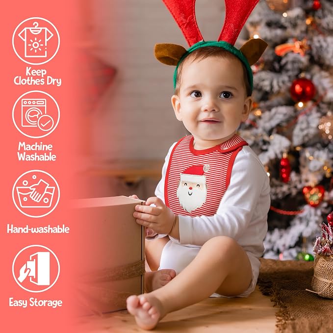 3Pcs Christmas Baby Cotton Bibs - Image 5