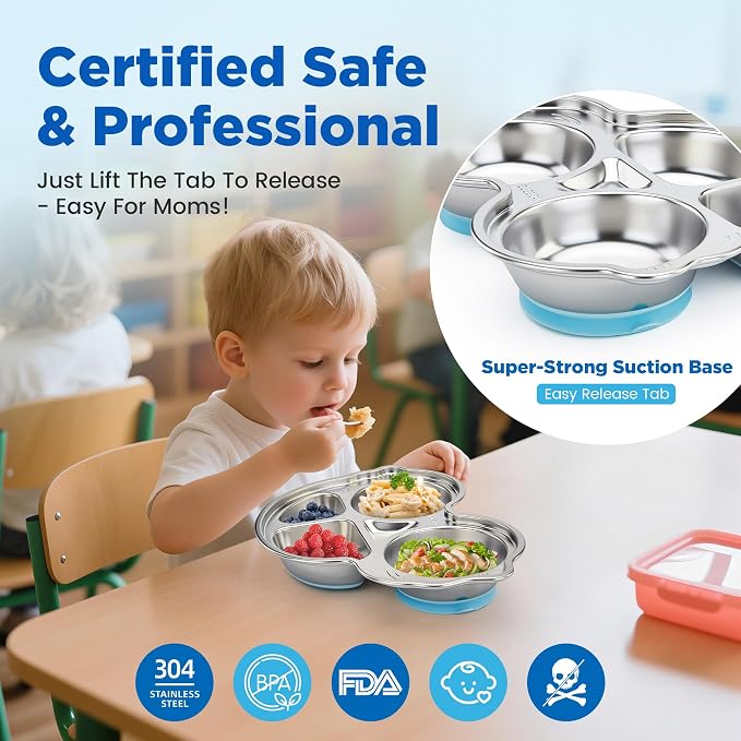 Stainless Steel Baby Suction Plates: Divided Plates Designed - Image 3
