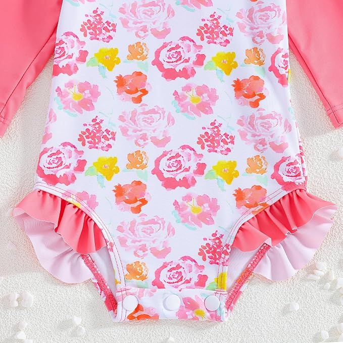 WOLBAY Baby Girl Swimsuit Long Sleeve One Piece Rash Guard - Image 5