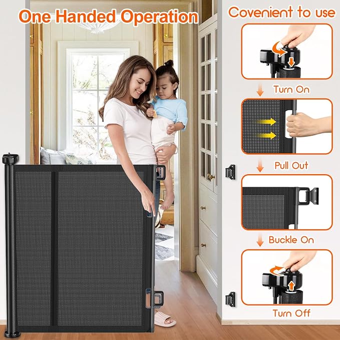 Upgrade 120 inch Retractable Baby Gates, EZIGO Extra Wide Baby Gate - Image 5