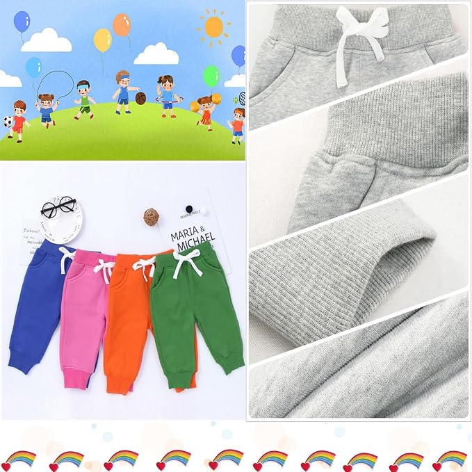 CuteOn Unisex Toddler Jogger Pants Kids Cotton Elastic Waist Winter Baby - Image 4