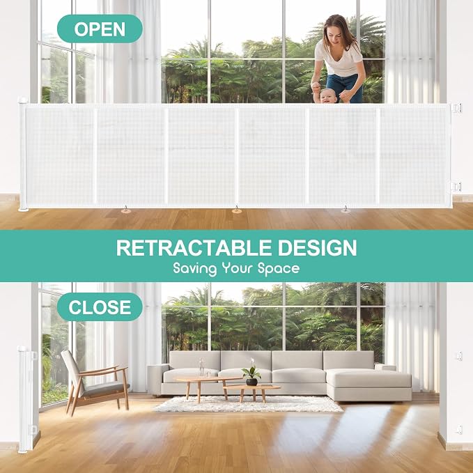 Upgrade 120 inch Retractable Baby Gates, EZIGO Extra Wide Baby Gate - Image 6