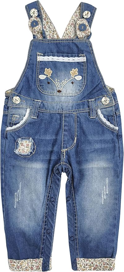 KIDSCOOL SPACE Baby Little Kids Cute Denim Embroidered Fashion Jean Overalls by KidscoolSpaceCallingOutAllTheChildrensDenimLovers