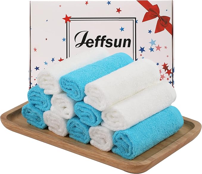 Baby Washcloths 12 Pack, 10x10 inch Heavenly Soft Wash Cloths by Jeffsun