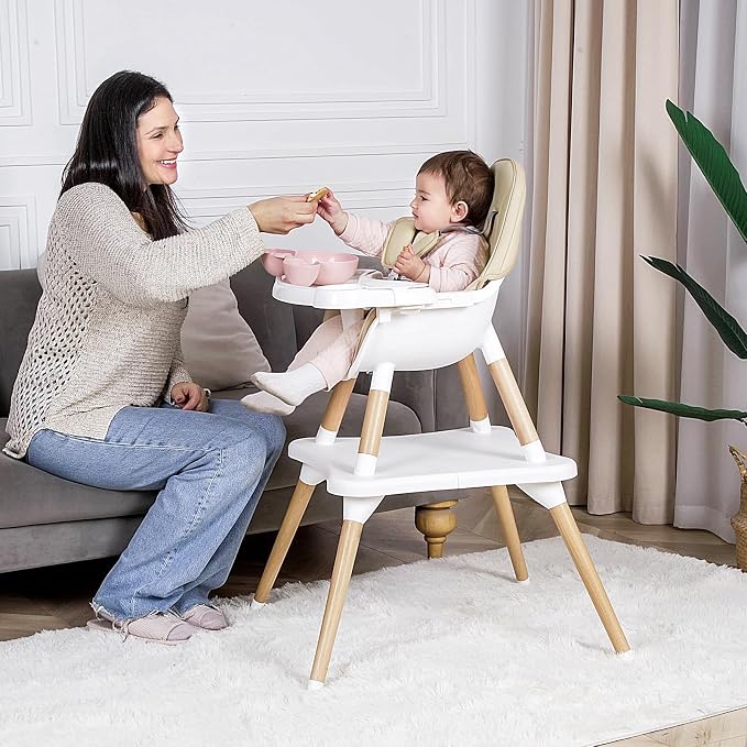 6 in 1 High Chair for Babies & Toddlers, Convertible Wooden Baby Highchair - Image 5