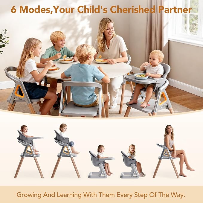 CoziBB Baby High Chair, 6-in-1 Convertible Growing Baby High Chair - Image 2