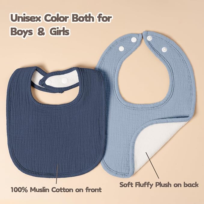 Susurration Muslin Baby Bibs 8 Pack Bandana Drool Bibs, Soft Square Adjustable - Image 4