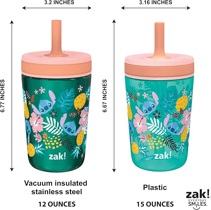 Zak Designs Disney Lilo and Stitch Kelso Tumbler Set, Leak-Proof Screw-On Lid - Image 8