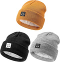 Baby Beanie Hat 3 Packs with Cute Smiley Face, Toddler Girls Boys Baby Hats by Hispeka