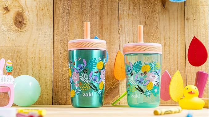Zak Designs Disney Lilo and Stitch Kelso Tumbler Set, Leak-Proof Screw-On Lid - Image 13