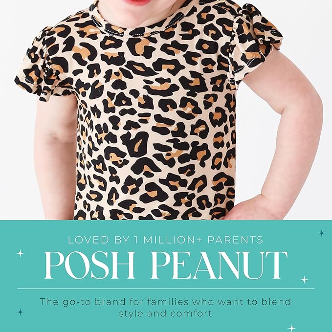 Posh Peanut Baby Girl Pajamas – Ruffled Cap Sleeve Romper PJs – Soft Viscose - Image 5