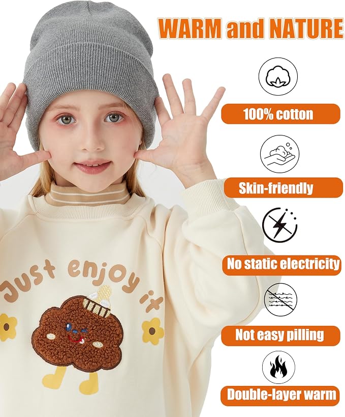 ROYBENS 100% Cotton Baby Beanie Cute Toddler Winter Hat Boys Girls Kids Soft - Image 4