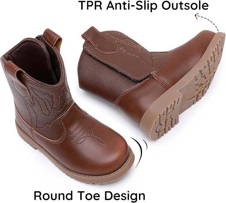Blikcon Toddler Cowboy Boots for Boys Girls Baby Infant Cowgirl Boots Round Toe - Image 2