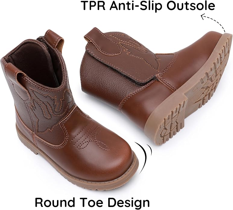 Blikcon Toddler Cowboy Boots for Boys Girls Baby Infant Cowgirl Boots Round Toe - Image 2