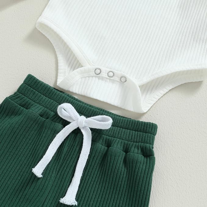 Newborn Baby Boy Girl Clothes Ribbed Knitted Long Sleeve Romper Pants Solid - Image 5