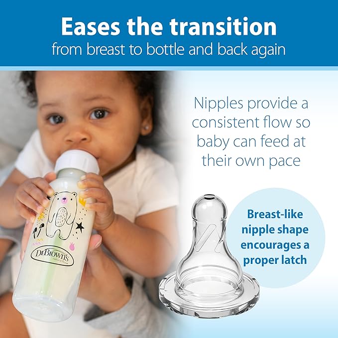 Dr. Brown's Natural Flow Anti-Colic Options+ Narrow Baby Bottle, Bear & Owl - Image 5