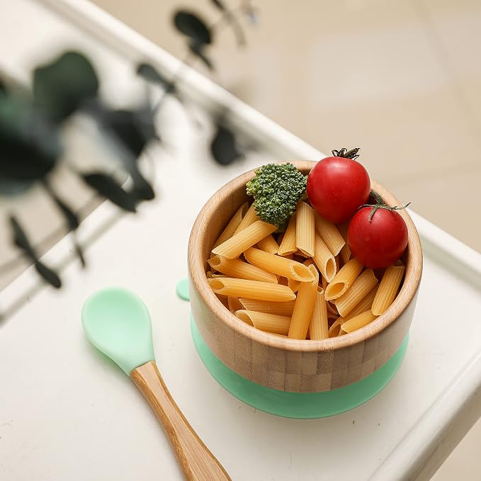 Baby Bamboo Bowls with Suction and Matching Spoon Set - Image 6