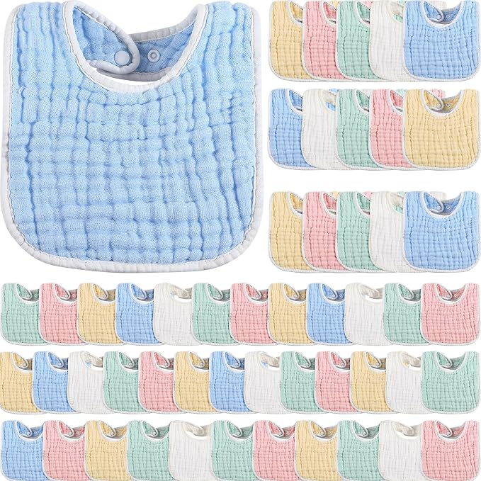 Tatuo 50 Pcs Muslin Baby Bibs Bulk Muslin Cotton Teething by Tatuo