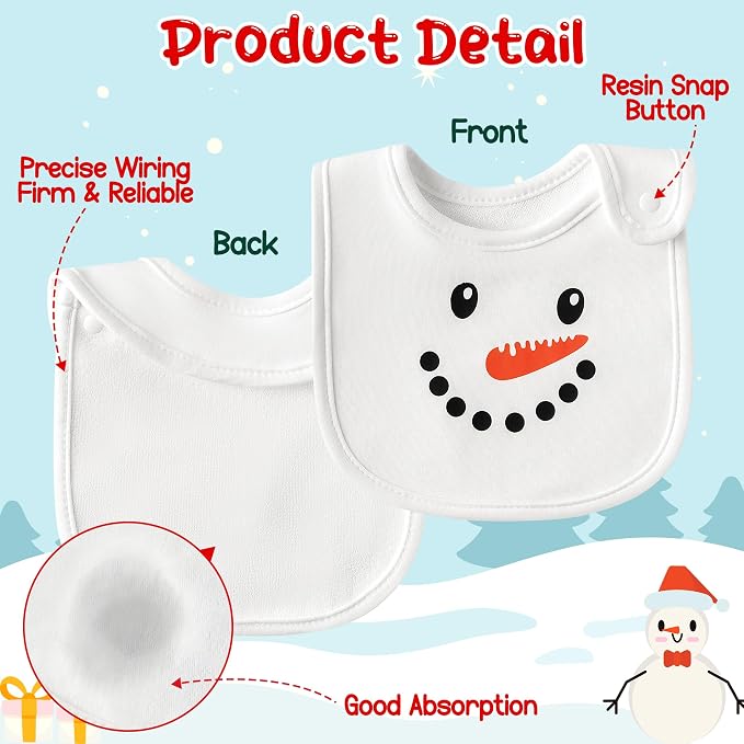 3Pcs Christmas Baby Cotton Bibs - Image 3