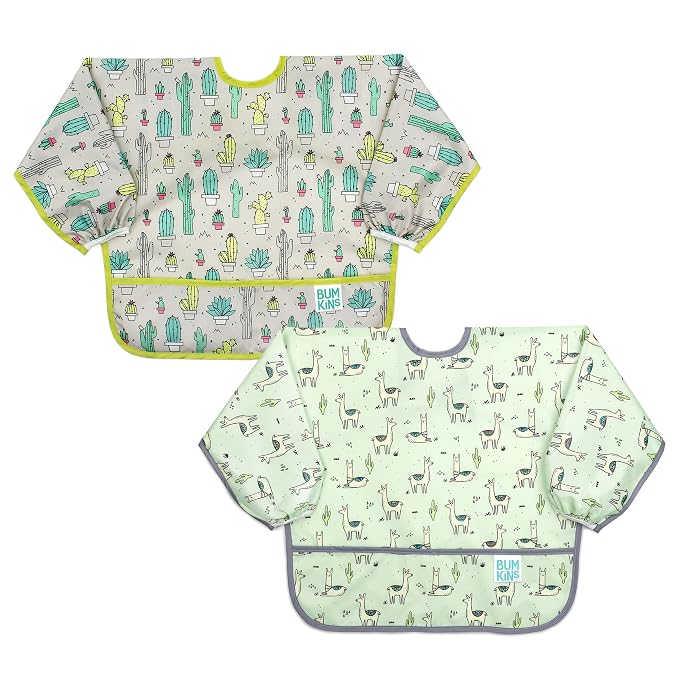 Bumkins - Sleeved Bib - For Boys & Girls, Babies & Toddlers 6-24 Months - by Bumkins