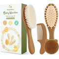 Yoofoss 4 Piece Baby Hair Brush and Comb Set, Wooden Baby Hair Brush by YOOFOSS