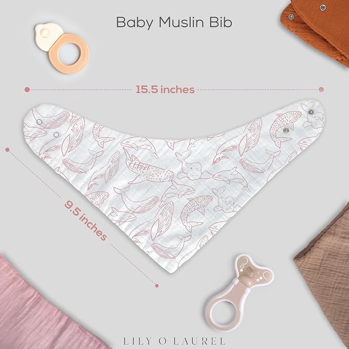 Muslin Baby bibs for drooling and teething, 100% cotton, Bibs for baby girl - Image 3