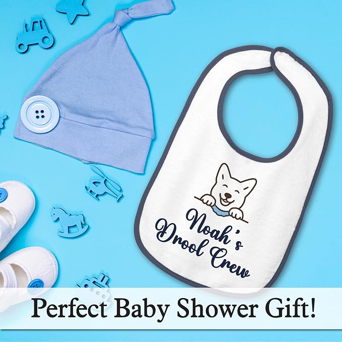 Personalized Baby Bib – Soft Cotton Terry, Cute Jindo Dog Design - Image 4