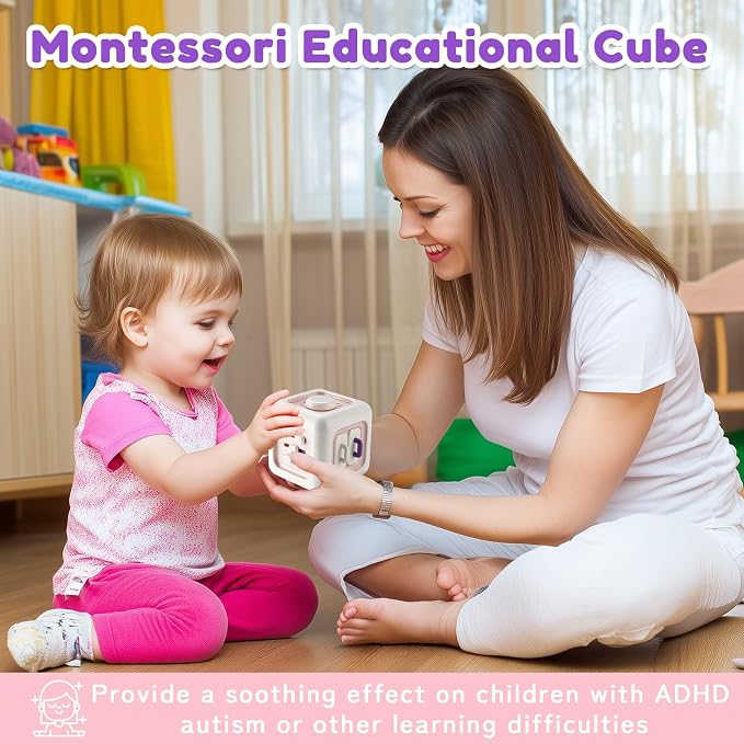 Busy Cube Toy for 1 Year Old Girl Gifts, Montessori for Baby Girl, Travel - Image 2