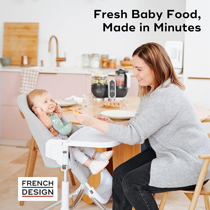 Babymoov Duo Meal Station Grey: Multi-Speed Baby Food Maker Steamer and Puree - Image 3