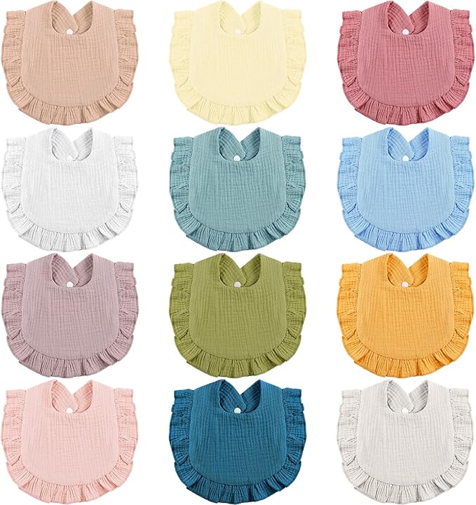 JaGely 12 Pieces Baby Muslin Bibs Bandana Drool Bibs by JaGely