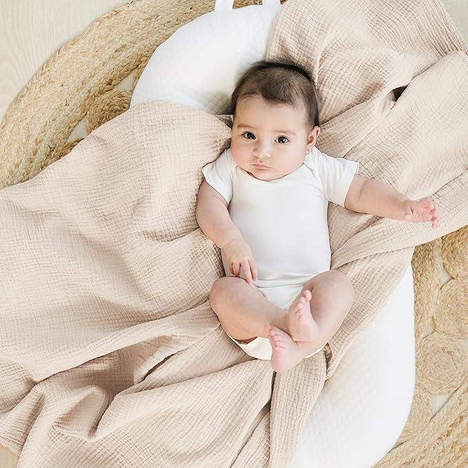 Konssy Muslin Swaddle Blankets for Boys Girls, 2 Pack Receiving Baby Blanket - Image 2