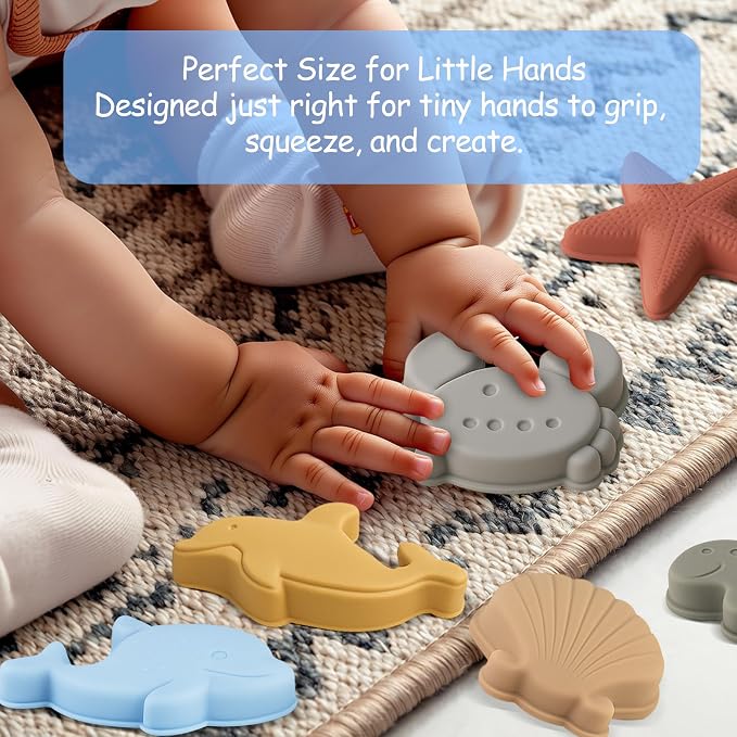 Baby Beach Toys for Toddlers 1-3, Collapsible Silicone Beach Bucket Shovel Set - Image 3