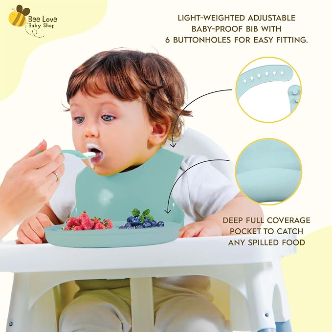 Bee Love Silicone Baby Feeding Set | BPA Free Baby Led Weaning Utensils Set - Image 5