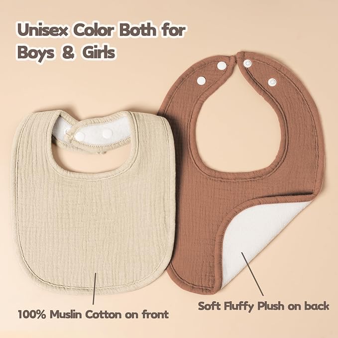 Susurration Muslin Baby Drool Bibs 6Pack Soft Square Adjustable Baby Bandana - Image 6