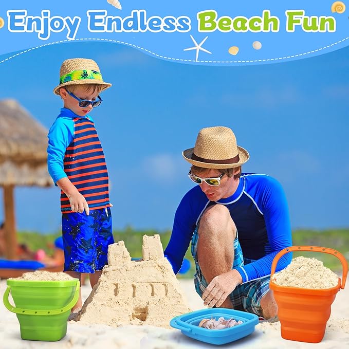 Jumbo Beach Sand Bucket Toy for Kids, 3L Collapsible Sandbox Pail, Easter - Image 4