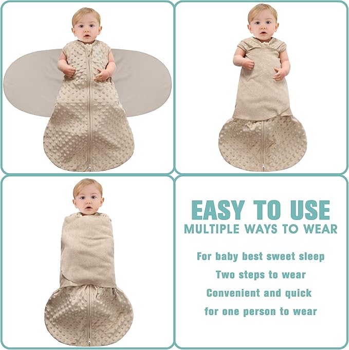 Fleece Newborn Sleep Sack Baby Swaddle, 3-Way Adjustable Wearable Blanket - Image 3