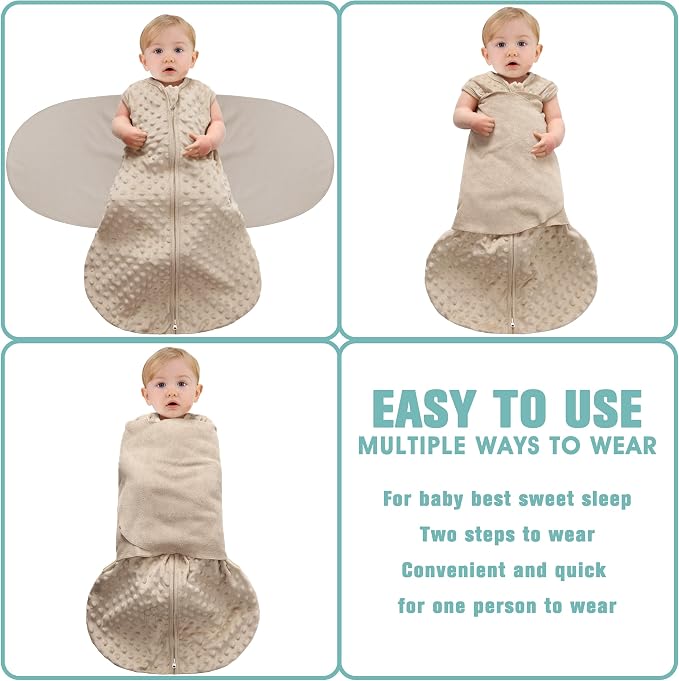 Fleece Newborn Sleep Sack Baby Swaddle, 3-Way Adjustable Wearable Blanket - Image 3
