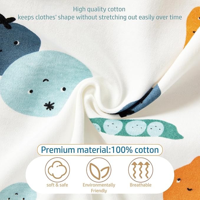 3-Pack 100% Cotton Baby Boy Rompers, 0-24Months Short Sleeve Toddler Romper - Image 2