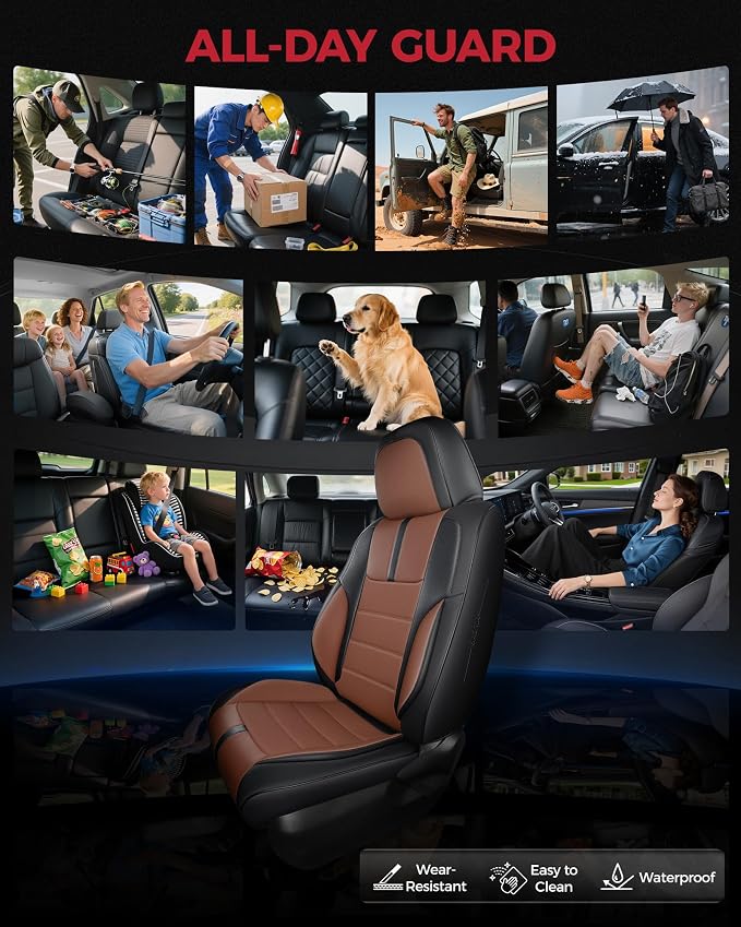 FREESOO Black Brown Front Car Seat Covers - Image 4