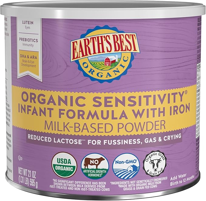 Earth's Best Organic Sensitivity Infant Formula, Babies 0-12 Months, Omega-3 DHA by EarthsBest