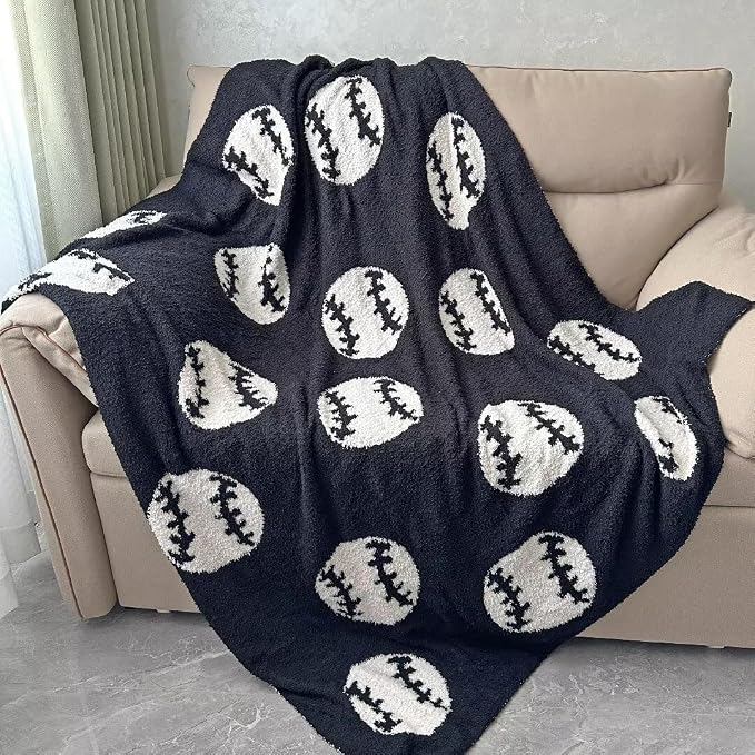 Cozy Baseball Pattern Blanket Perfect Reversible Lightweight Bedding by XING7DAY