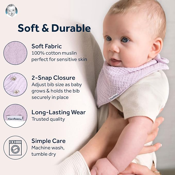Gerber unisex-baby Muslin Bandana Bibs - Image 4