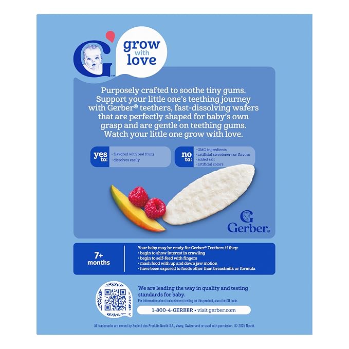 Gerber Snacks for Baby Teethers, Gentle Teething Wafers, Mango Raspberry - Image 9
