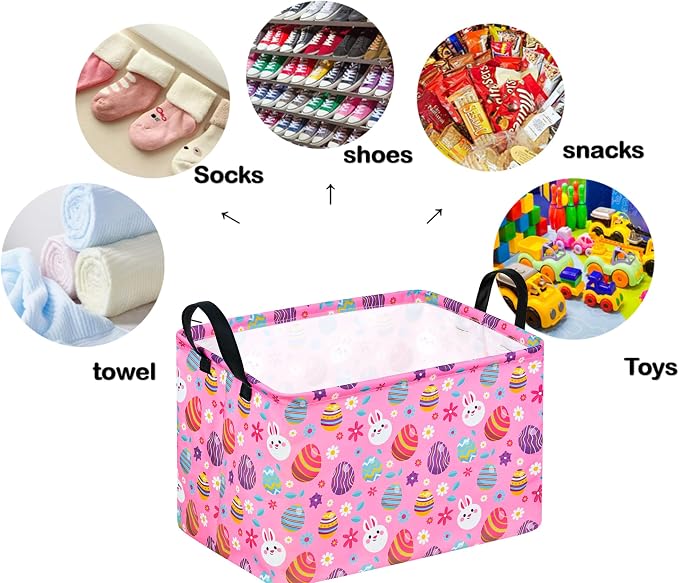 Easter Gift Basket Eggs Storage Basket Kids Toys Storage Basket Organizer Box - Image 7