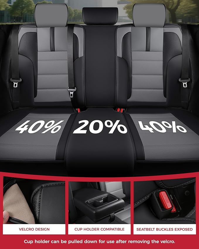 FREESOO Black Gray Car Seat Covers Full Set - Image 5