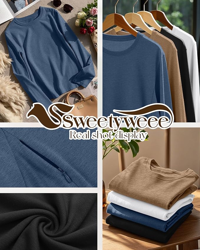 4 Pack Women's Nursing Breastfeeding Tops, Long Sleeve Maternity Shirts Loose - Image 3