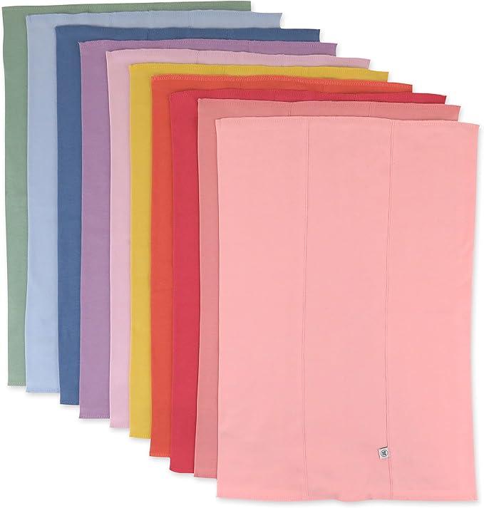 HonestBaby Baby Organic Cotton Knit Burp Cloths Multipack, 10 Pack Rainbow Gems by HonestBaby