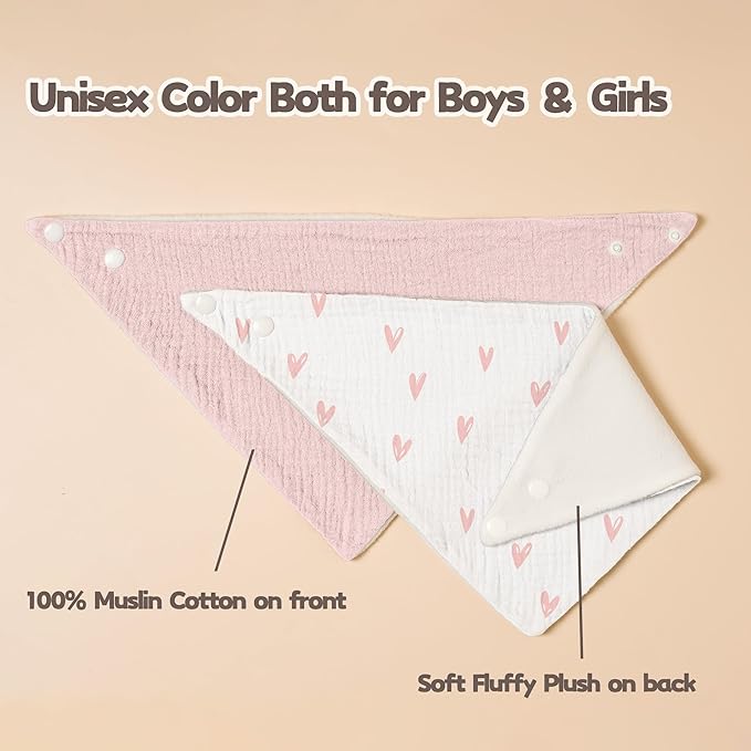 Susurration Muslin Baby Drool Bibs 6Pack Soft Triangular Adjustable Baby - Image 3