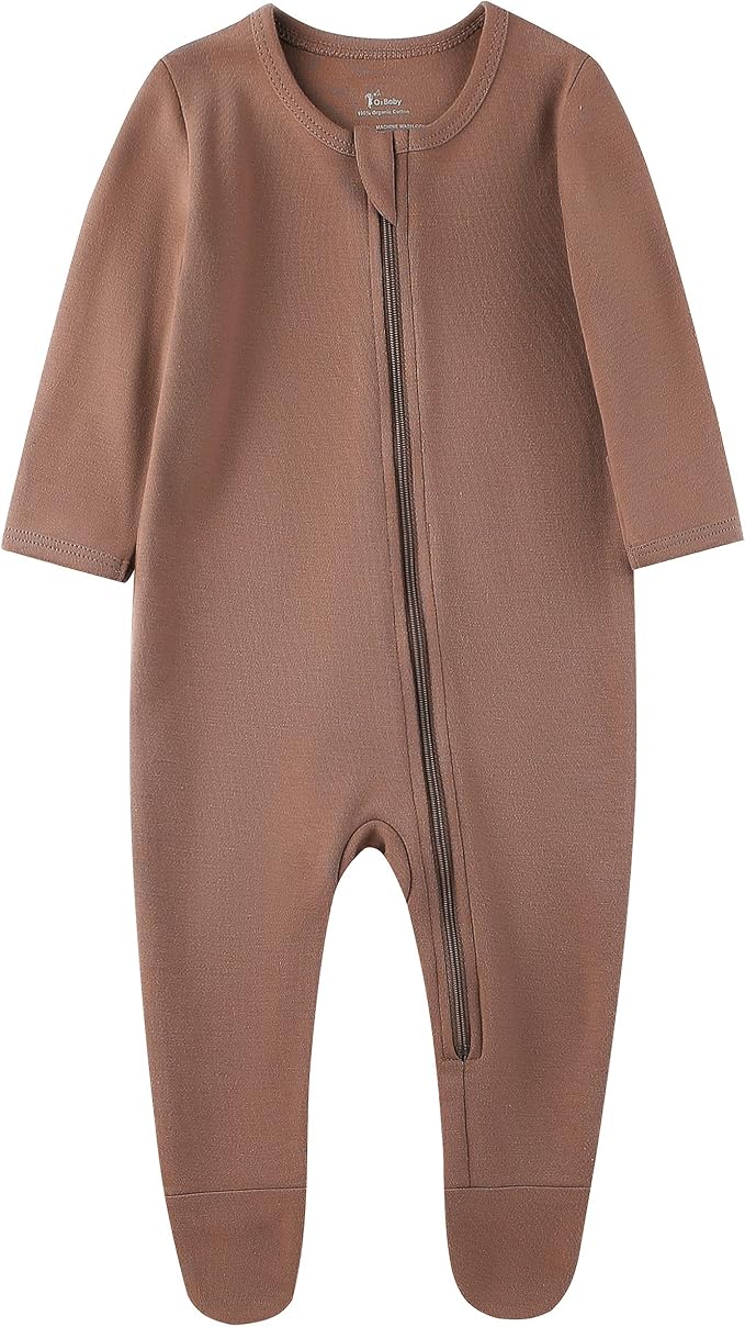 O2 BABY Baby Boys Girls Organic Cotton Zip-Front Sleeper Pajamas, Footed Sleep by O2BABY